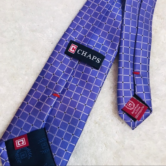 Chaps Tie Purple Clip On Boy’s Tie Purple Check - Picture 3 of 4